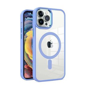 MT Series Clear Magnetic Case for iPhone 14 Pro Max with Additional Tempered Glass Screen Protector - Light Purple