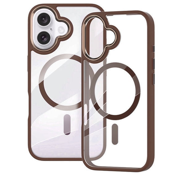 MT Series Clear Magnetic Case for iPhone 16 with Additional Tempered Glass Screen Protector - Bronze