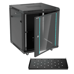 MT-VIKI 12U Server Cabinet Network Rack Vented Enclosure w/Moving Wheel, 0.8mm Thick Steel, 23.6 Deep (600mm), for 19'' IT Equipment, Included 1pcs 12'' Depth Rack Shelf