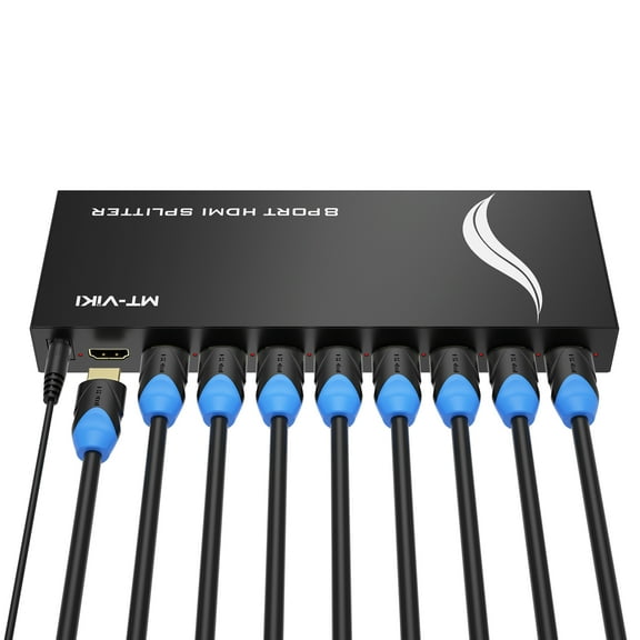 MT-VIKI 4K HDMI Splitter 1 in 8 Out, 1x8 Powered HDMI Splitter for Dual Monitors w/Power Adapter, 4K@30Hz Dual Monitors Duplicate/Mirror for PS4 HDTV