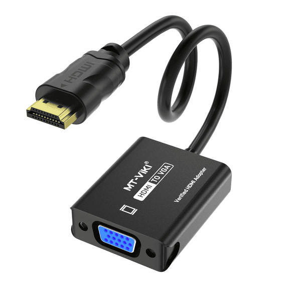 MT-VIKI HDMI To VGA Adapter, Gold-Plated HDMI Converter (Male To Female) Compatible for Computer, Desktop, Laptop, Monitor, Projector, HDTV, Chromebook, Raspberry Pi, Roku, Xbox (1 Pack)