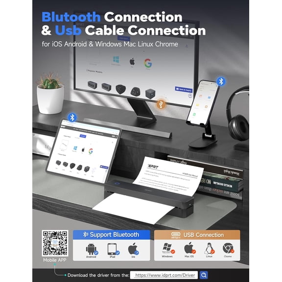 MT610 Pro Portable Thermal Printer, 300DPI HD Mobile-Travel-Printers, Inkless-Wireless-Small-Printer for Home Use, Office, Vehicles, Printers Supports 8.5" x 11" US Letter&A4&A5, Black