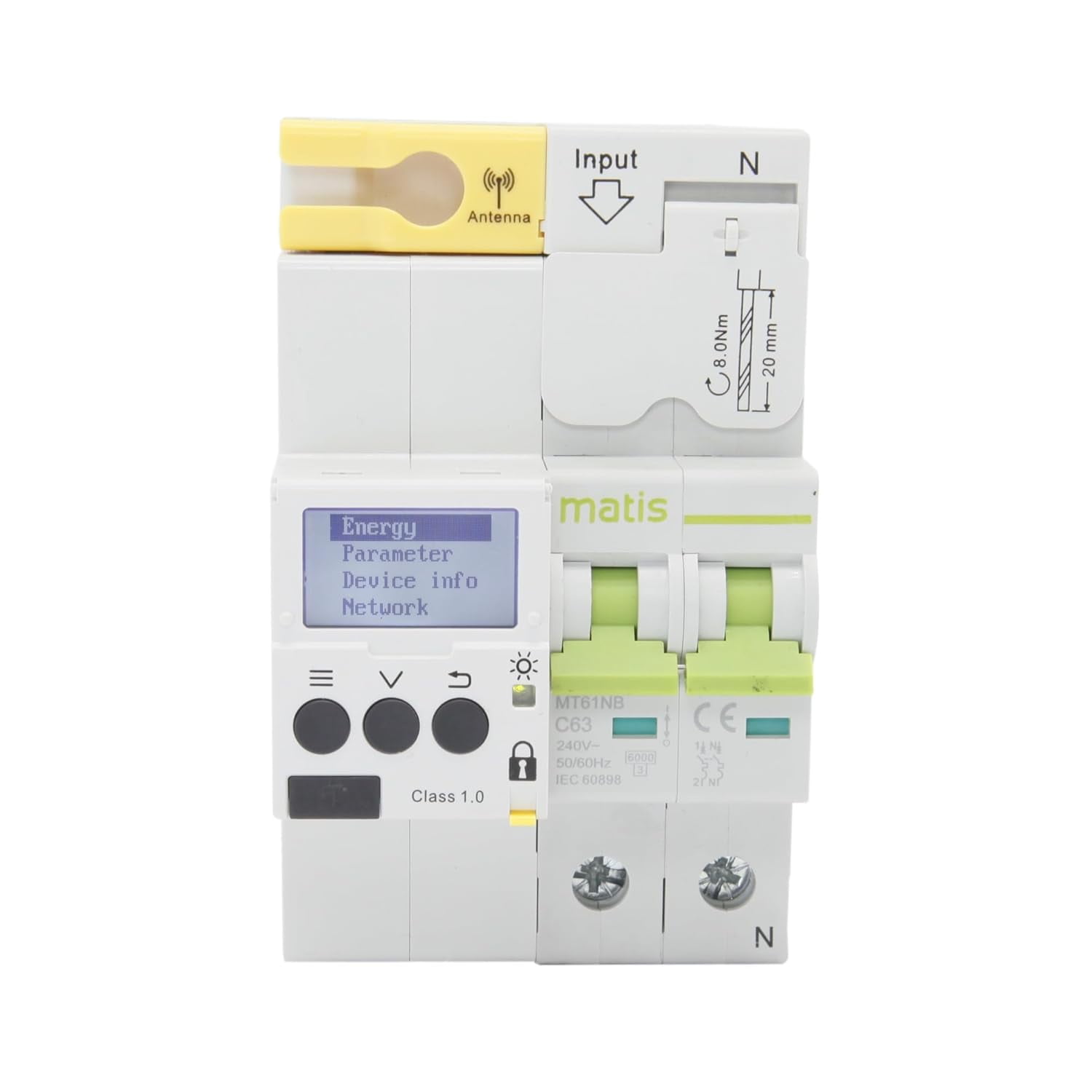 MT61GP 2P C63a Smart Power Meter Monitoring Circuit Breaker Remote