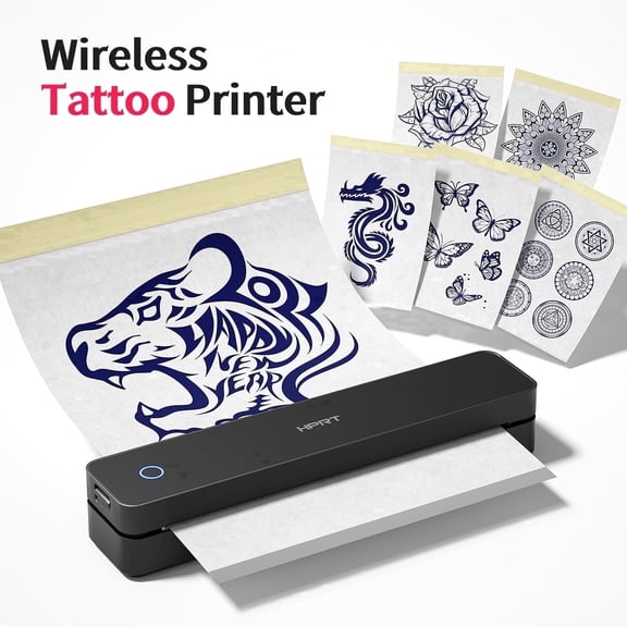 MT660 Wireless Tattoo Stencil Printer, Portable Thermal Transfer Machine with Bluetooth & USB, 10Pcs Stencil Paper Included, Compatible with iPhone/Android/PC, Black