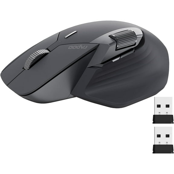 MT760 Multi-Device Wireless Mouse, Bluetooth 5.0 and 2.4G Multi-Mode Connection, Up to 4 Devices, 11 Programmable Buttons, 4K DPI, 90 Days Battery Life, PC, Matte Black