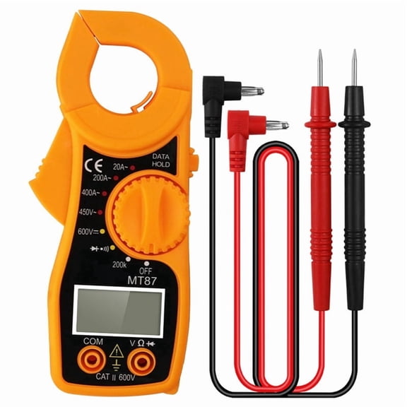 MT87 Digital Clamp Meter - Pocket-Sized Metal+Plastic Construction, Voltage Current Ohms LCD Display