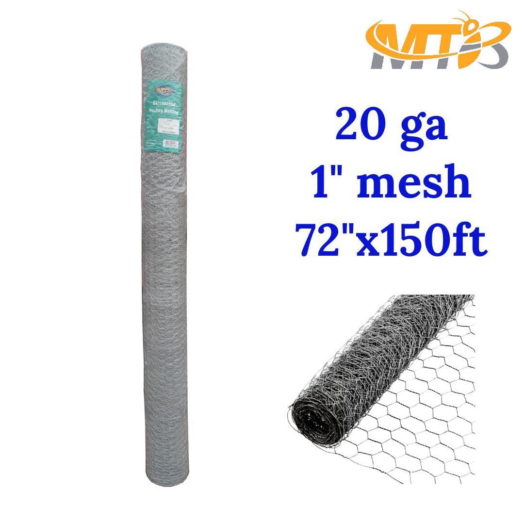 MTB 20GA Galvanized Hexagonal Poultry Netting Chicken Wire 72 inches x
