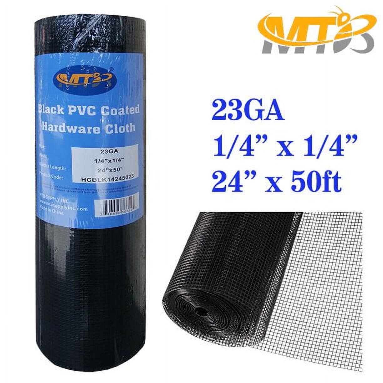 MTB Black PVC Coated Hardware Cloth 24 Inch x 50 Foot 1/4 Inch x 1/4