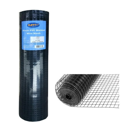 MTB Black PVC Coated Welded Wire Mesh Garden Economy Fence 48 Inch x 50 Foot-1 Inch x 1 Inch 16GA