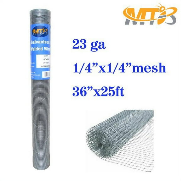 MTB Galvanized Hardware Cloth 36 in x 25 ft - 1/4 x1/4 inch Mesh 23GA…