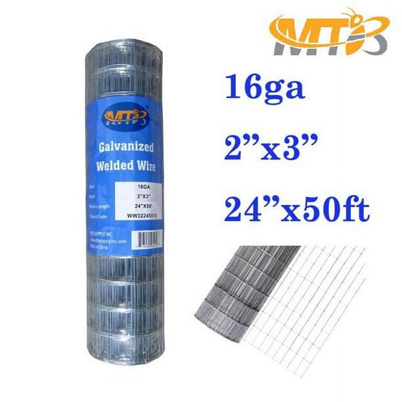 MTB Galvanized Welded Wire Mesh Garden Economy Fence 24" x50'-2"x3" 16GA…