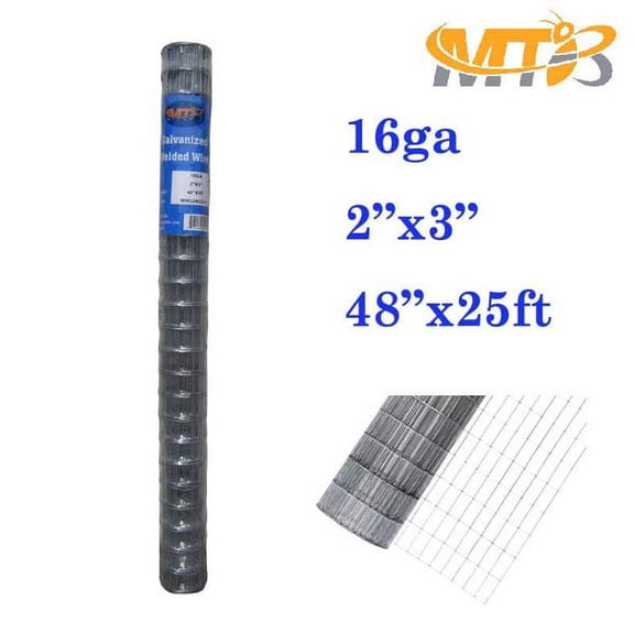 MTB Galvanized Welded Wire Mesh Garden Economy Fence 48" x25'-2"x3" 16GA…