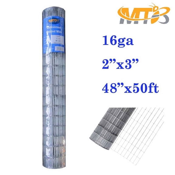 MTB Galvanized Welded Wire Mesh Garden Economy Fence 48" x50'-2"x3" 16GA