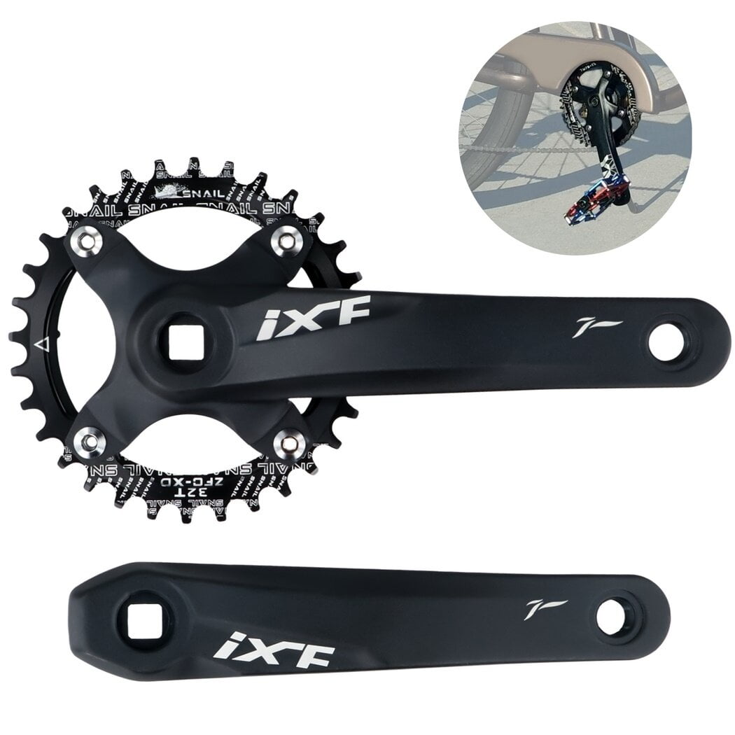 MTB Square Taper Crankset, Durable Aluminum Alloy Crank Arm Set with 32T Narrow Wide Chainring, 170mm/6.7" 104/64 BCD Mountain Bike Crankset
