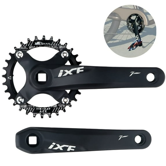 MTB Square Taper Crankset, Durable Aluminum Alloy Crank Arm Set with 32T Narrow Wide Chainring, 170mm/6.7" 104/64 BCD Mountain Bike Crankset