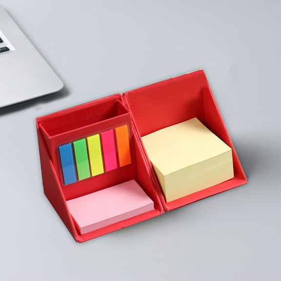 MTBLYS 5-Color Strip Sticky Notes Pad with Storage Box, Rotary Folding Design for Memo Reminders, 500+ Sheets, 8X8X8Cm