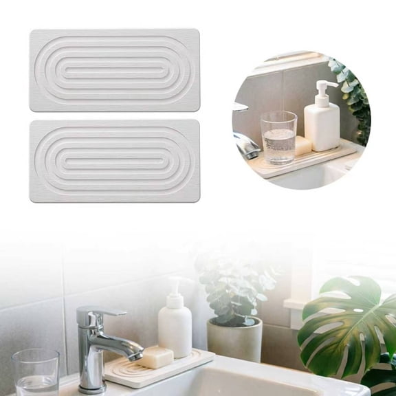 MTBLYS Absorbent Diatomite Tray | Fast Drying Kitchen Soap Dish | Hand Soap Pot Drying Mat | Natural Stone Holder | 9.5 X 5.5 Inch Countertop Organizer | Diatomaceous Earth Absorbing Pad for Bathroom