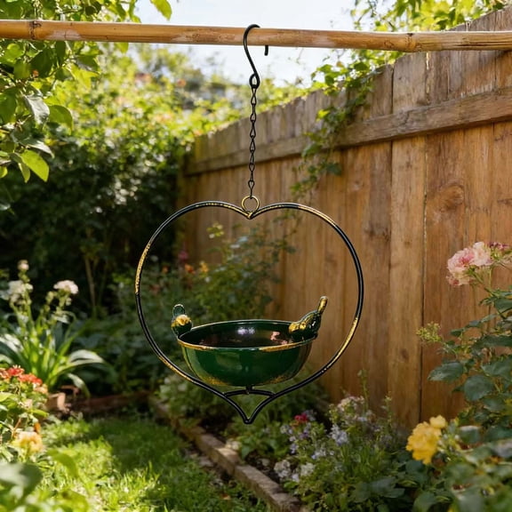 MTBLYS Automatic Pet Feeder Metal Bird Feeder, Hanging Garden Feeder, All-Weather Iron Feeder with Open Tray for Courtyard, Patio Or Deck, Multi-Species Bird Feeder, Easy Clean & Fill