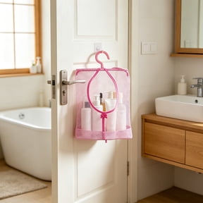 MTBLYS Bathroom Hanging Organizer Multi-Functional Rotating Storage Bag Wall Mounted Shower Caddy Hollow Out Breathable Design 8.6X11.8 Inches
