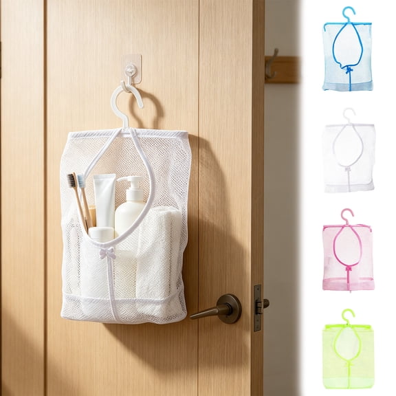 MTBLYS Bathroom Hanging Organizer Multi-Functional Rotating Storage Bag Wall Mounted Shower Caddy Hollow Out Breathable Design 8.6X11.8 Inches
