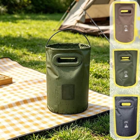 MTBLYS Collapsible Foldable Water Bucket Pail for Camping Foot Soak Outdoor Fishing | 17.32X9.8X9.8 Inch | Portable Nylon Water Container for Picnic Travel Hiking Household Fetch
