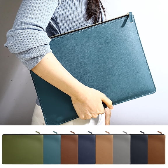 MTBLYS Document Folder Leather Briefcase Professional Portfolio Waterproof Storage Business Organizer 14 X 10 Inches Laptop Document Bag for Office and Travel