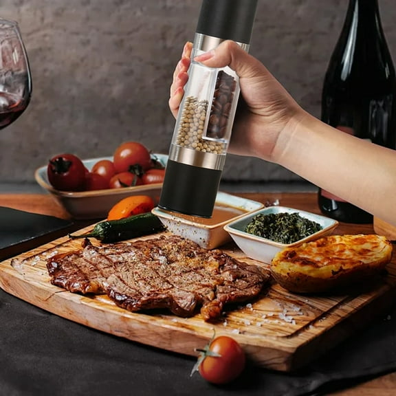 MTBLYS Double Head Manual Pepper Grinder, 2-In-1 Refillable Spice Mill with Adjustable Coarseness, Acrylic Body & Ceramic Core for Kitchen, 7.99X1.97X1.97 In, 1-Piece