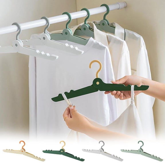 MTBLYS Folding Clothes Hanger Portable Travel Hanger Plastic Garment Hanger Multi Functional Hanger Space Saving Drying Rack Windproof Hook Design Sturdy Plastic 1 Piece 11.5 Inches