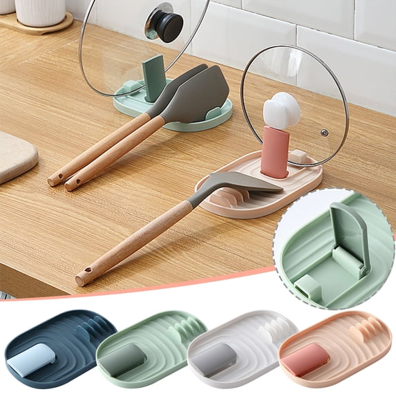 MTBLYS Folding Kitchen Utensil Holder with Integrated Lid Rack Spatula and Spoon Organizer Drip Tray for Countertop Space Saving Storage Solution Dishwasher Safe 12.6 Inches