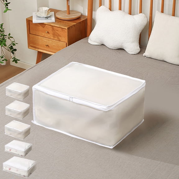 MTBLYS Folding Plastic Storage Box for Under Bed Odorless Moistureproof Storage Eva Large Capacity Storage Bin 11.02X7.87X0.39 Inches Foldable Storage Container for Pillows Coats Blankets