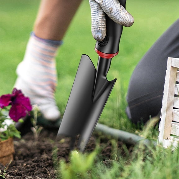 MTBLYS Garden Spade Quenched Steel Shovel Black Heavy Duty Digging Tool Rust Resistant Fiber Reinforced Handle for Flower Planting Weeding Gardening
