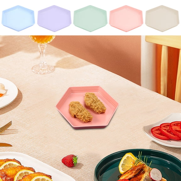 MTBLYS Hexagonal Dinner Plates Microwave Dishwasher Safe Reusable Plastic Plates Lightweight Stackable Plates Wheat Straw Fiber Kitchen Camping Picnic 6.69 X 6.69 Inches 1 Piece