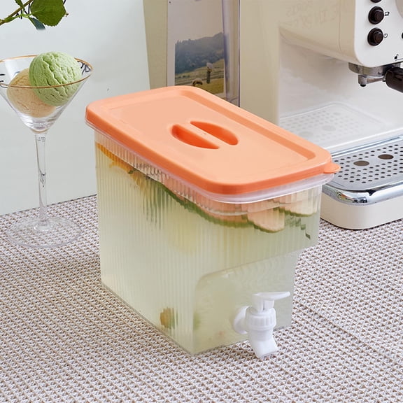 MTBLYS Home Fruit Tea Pot with Faucet Large Capacity Lemon Tea Cooler Refrigerator Cold Water Dispenser 1-Gallon Beverage Server Party Kitchen Use