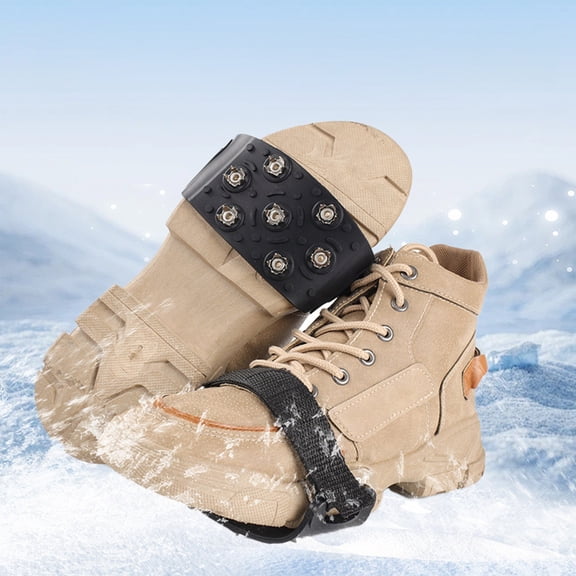 MTBLYS Ice Climbing Crampons Ice Traction Cleats, 7 Steel Teeth Anti-Slip Grips for Hiking, Snow, Mud, Rubber Base with Hook & Loop Straps, Pack Of 1