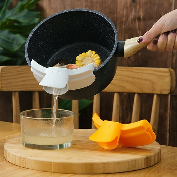 MTBLYS Kitchen Funnel Pourer Spill-Proof Silicone Diversion Device for Pots and Pans Flexible Leak-Proof Liquid Dispenser 5.1 X 2.8 X 0.8 Inch Round Edge Lid Helper for Mess-Free Pouring
