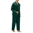 thumbnail image 1 of pstuiky Men's Pajama Sets Fashion Solid Color Breathable Silk Sleepwear Casual Loose Fit V-Neck Long Sleeve Pajamas Sleepwear Men, 1 of 6