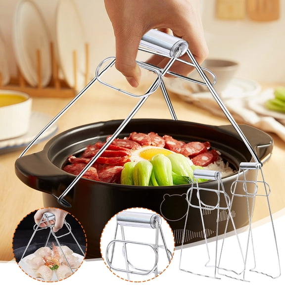 MTBLYS Multi-Purpose Kitchen Utensil Heat Resistant Bowl Lifter Adjustable Pot Clip Stainless Steel Tool Safe for Hot Dishes 1.5 Inches Wide