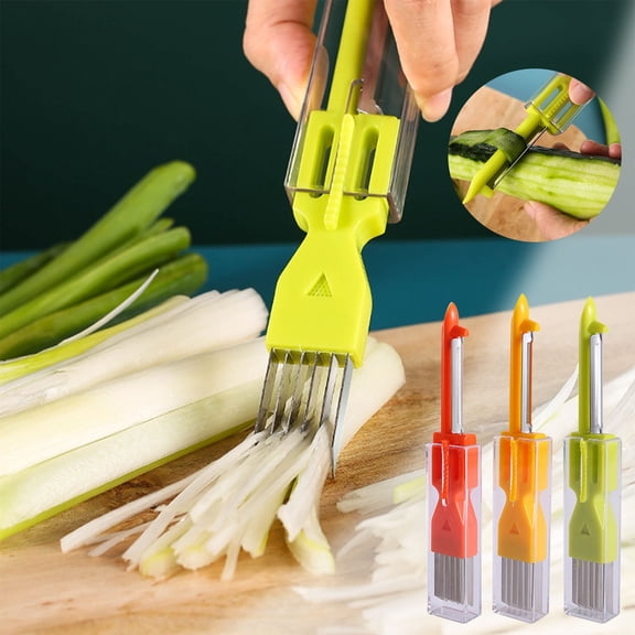 MTBLYS Multifunctional Shred Peeler Kitchen Tool Scallion Celery Shredded Knife for Household Digging Scraping Plastic Stainless Steel 6.5X1.1 Inches Vegetable Slicer Peeler for Onion Cutter