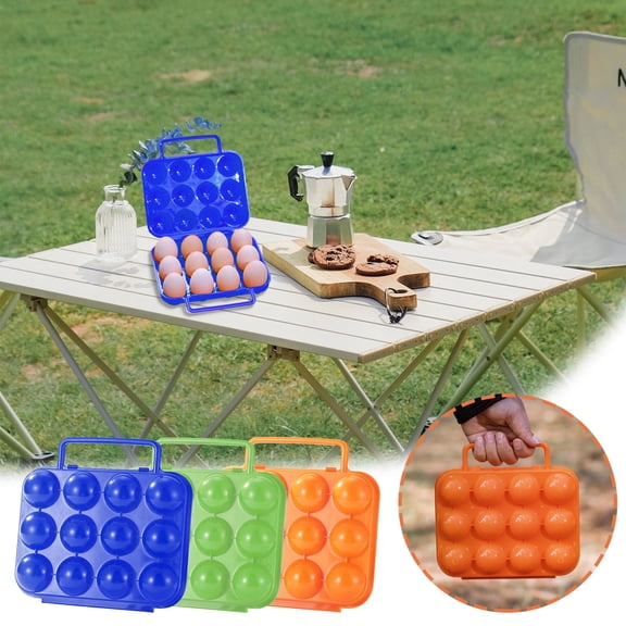 MTBLYS Portable Folding Egg Carrier 12 Egg Capacity Plastic Storage Box Outdoor Camping & Hiking 8.1X7.8X2.7 Inches