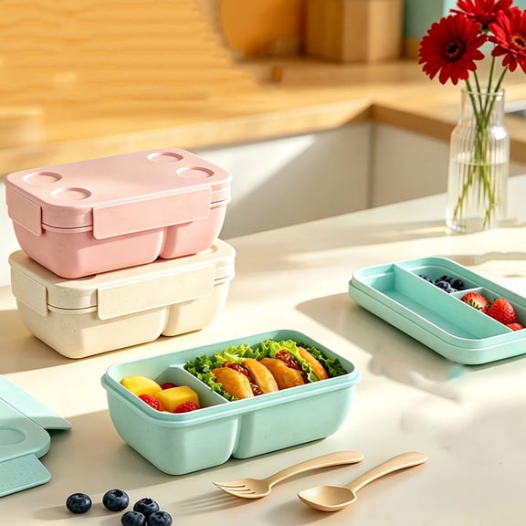 MTBLYS Portable Partitioned Lunch Box Office Workers Lunch Box Microwave Safe Meal Prep Container 10 Inch Bento Box Leakproof Food Storage Portable Tableware for and Office Workers