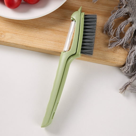 MTBLYS Potato Peeler and Vegetable Brush 2-In-1 Cleaning and Peeling Tool Removable Brush Stainless Steel Blade for Home Restaurant Kitchen Use