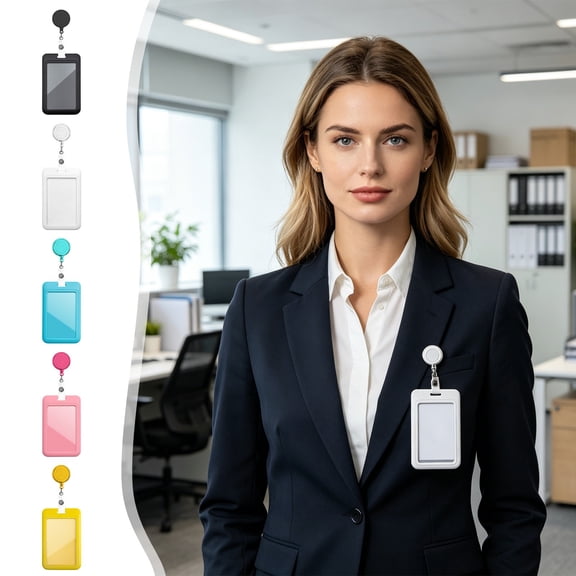 MTBLYS Retractable Badge Reel with Id Card Container Plastic Perpendicular Id Badge Holder with Clip for Office Nurse Use 2 Pack 4.33 X 2.75 X 0.39 Inches