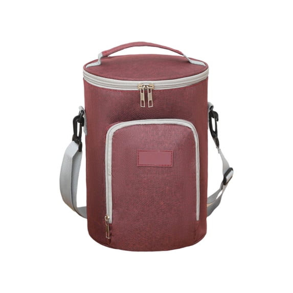 MTBLYS Round Portable Insulated Lunch Bag Picnic Cooler Storage Container 6.5 Inches Diameter 9.25 Inches Tall 6.4 Liter Capacity Waterproof Easy Clean Lining