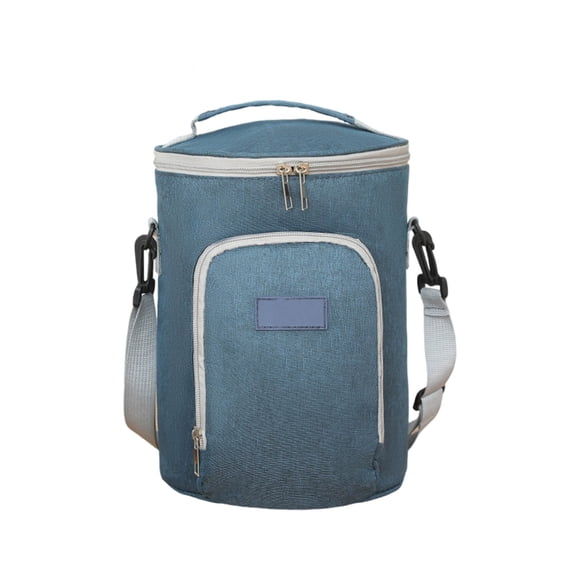 MTBLYS Round Portable Insulated Lunch Bag Picnic Cooler Storage Container 6.5 Inches Diameter 9.25 Inches Tall 6.4 Liter Capacity Waterproof Easy Clean Lining