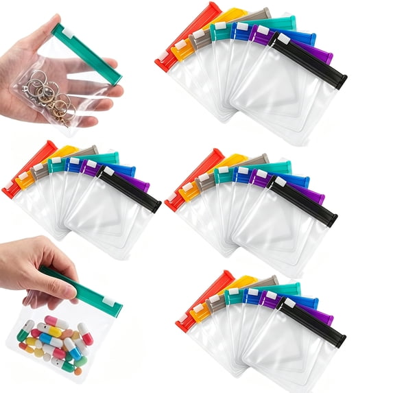 MTBLYS Self Sealing Medicine Bags,Reusable Clear Small Pill Pouch| Mini Plastic Travel Organizer Pouch | Waterproof Pill Pouch Set Storage for Jewelry Daily Use(28Pcs)