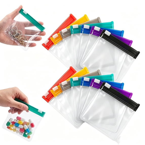 MTBLYS Self Sealing Medicine Bags,Reusable Clear Small Pill Pouch| Mini Plastic Travel Organizer Pouch | Waterproof Pill Pouch Set Storage for Jewelry Daily Use(14Pcs)