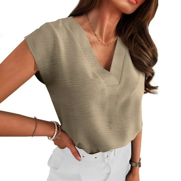 MTBLYS Short Sleeve Lightweight Tops & Blouses Fashion V-Neck Solid Color Basic Tee Shirt Lightweight Loose Fit Comfortable Tunic T Shirts Tops Womens Boho Tops and Blouses
