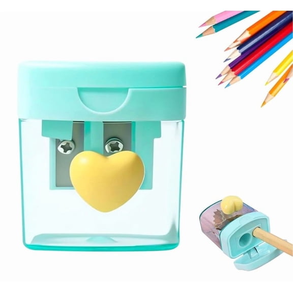 MTBLYS Single Hole Pencil Sharpener with Transparent Cover Manual Oval Sharpener for Office and Art Supplies Portable Design with Leak Proof Shavings Container Carbon Steel Blade