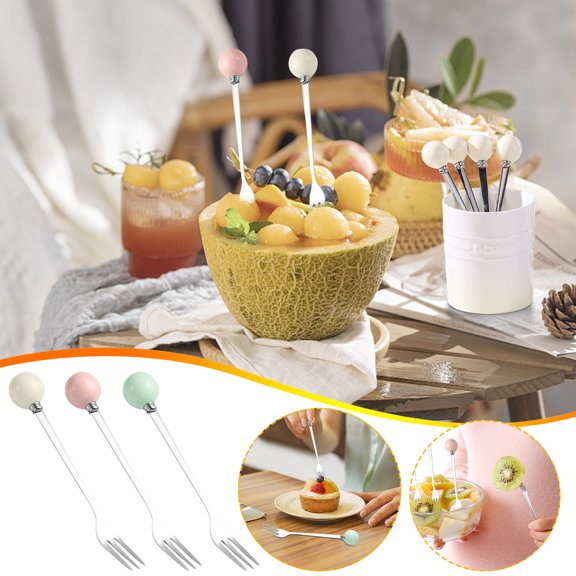 MTBLYS Stainless Steel Fruit fork Set Creative Dessert fork High-Value Fruit Pick Household Dessert forks 6.3 Inch Multipurpose Fruit fork Set for Party Wedding Picnic