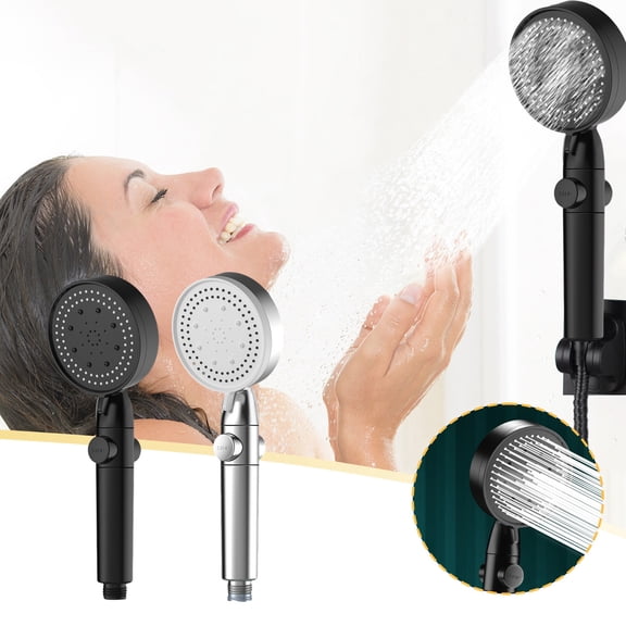MTBLYS Turbo Shower Head with 5 Spray Modes High Pressure Handheld Showerhead Water Saving Pause Function Easy Installation Universal Fit 1.49 X 3.38 X 10.11 Inches